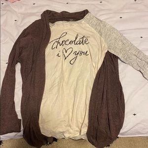 Maurice size small t shirt and cardigan